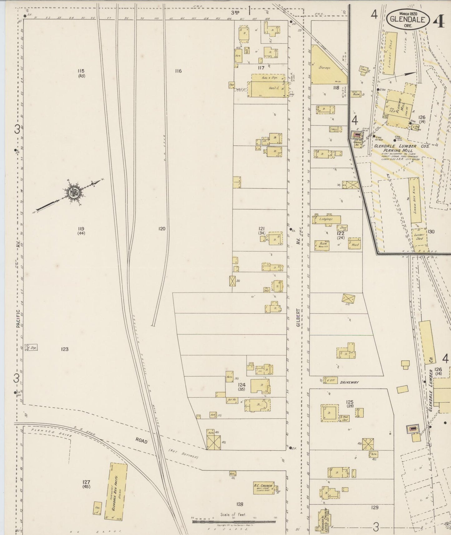 Sanborn Fire Insurance Map from Glendale, Douglas County, Oregon (1920), Sheet #0004 - Historic Sanborn Fire Insurance Map Print, vintage old map wall art, antique decor, genealogy gift, Oregon Oregon map