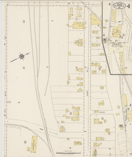 Sanborn Fire Insurance Map from Glendale, Douglas County, Oregon (1920), Sheet #0004 - Historic Sanborn Fire Insurance Map Print, vintage old map wall art, antique decor, genealogy gift, Oregon Oregon map