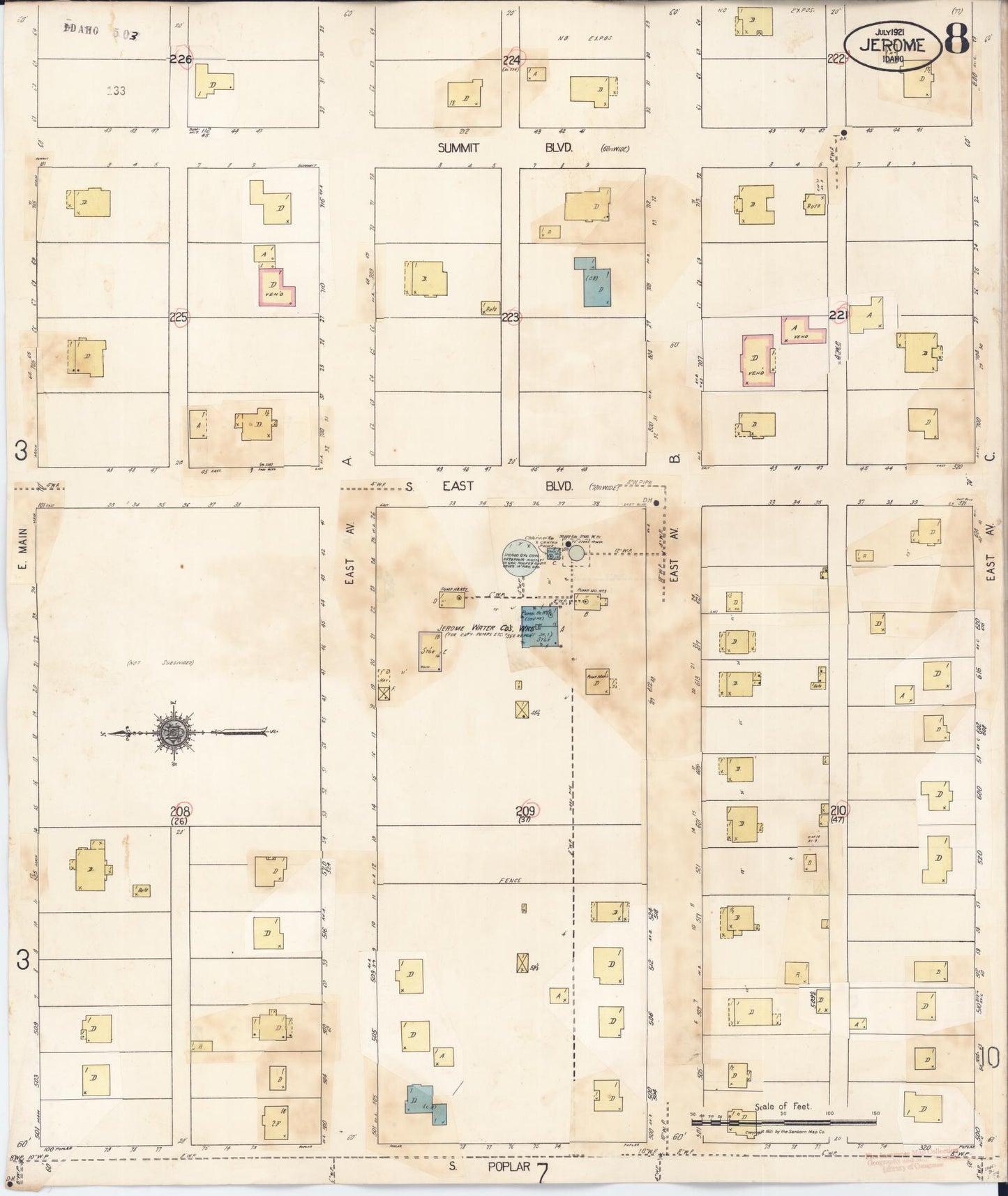 Sanborn Fire Insurance Map from Jerome, Jerome County, Idaho (1949), Sheet #0008 - Complete Map Set gallery image, historic Sanborn map, vintage wall art, Idaho Idaho