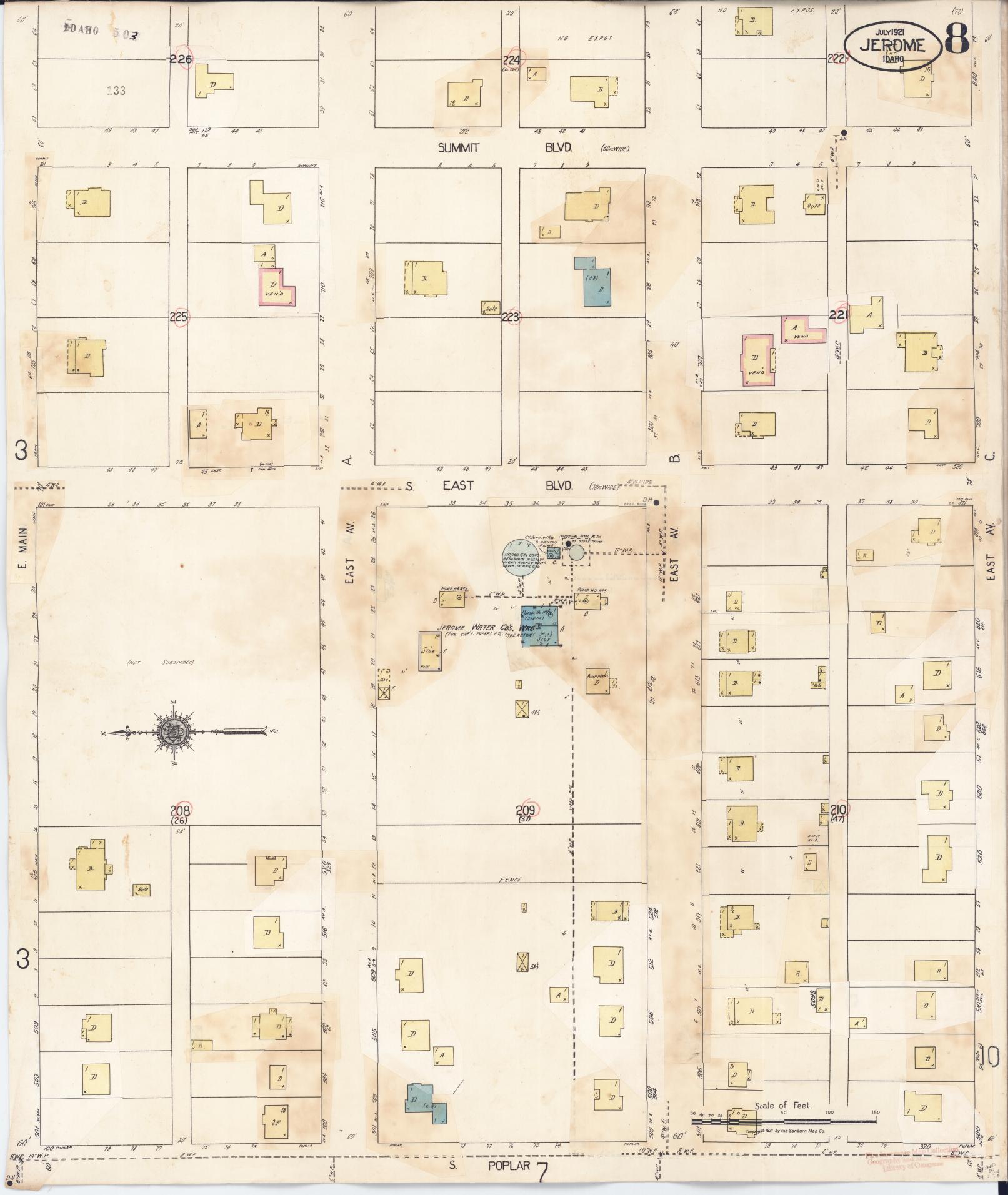 Sanborn Fire Insurance Map from Jerome, Jerome County, Idaho (1949), Sheet #0008 - Complete Map Set gallery image, historic Sanborn map, vintage wall art, Idaho Idaho