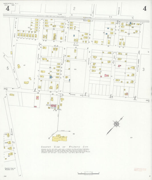 Sanborn Fire Insurance Map from Northfield, Atlantic County, New Jersey (1933), Sheet #0004 - Historic Sanborn Fire Insurance Map Print, vintage old map wall art, antique decor, genealogy gift, New Jersey New Jersey map