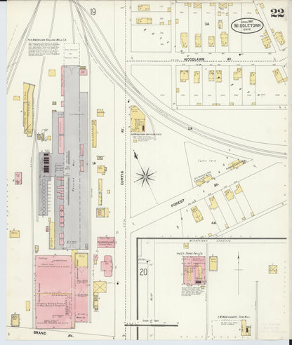 Sanborn Fire Insurance Map from Middletown, Butler County, Ohio (1907), Sheet #0022 - Historic Sanborn Fire Insurance Map Print, vintage old map wall art, antique decor, genealogy gift, Ohio Ohio map