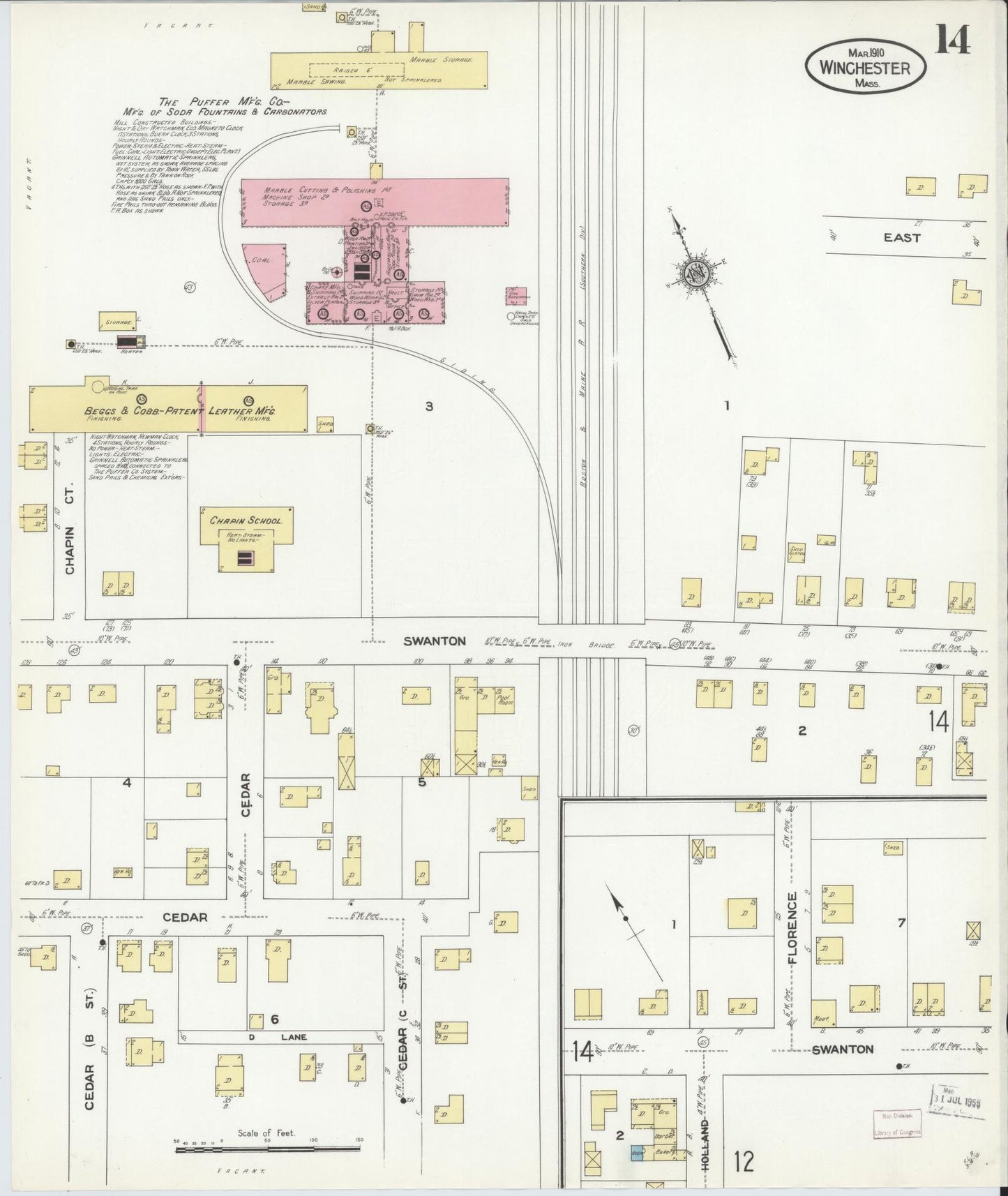 Sanborn Fire Insurance Map from Winchester, Middlesex County, Massachusetts (1910), Sheet #0014 - Complete Map Set gallery image, historic Sanborn map, vintage wall art, Massachusetts Massachusetts