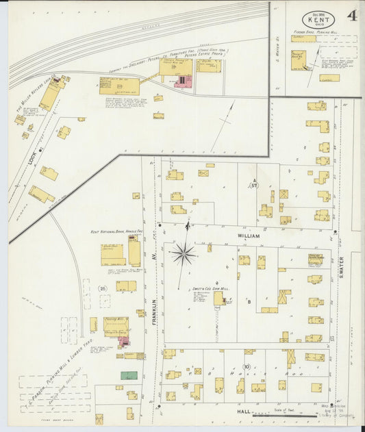 Sanborn Fire Insurance Map from Kent, Portage County, Ohio (1898), Sheet #0004 - Historic Sanborn Fire Insurance Map Print, vintage old map wall art, antique decor, genealogy gift, Ohio Ohio map