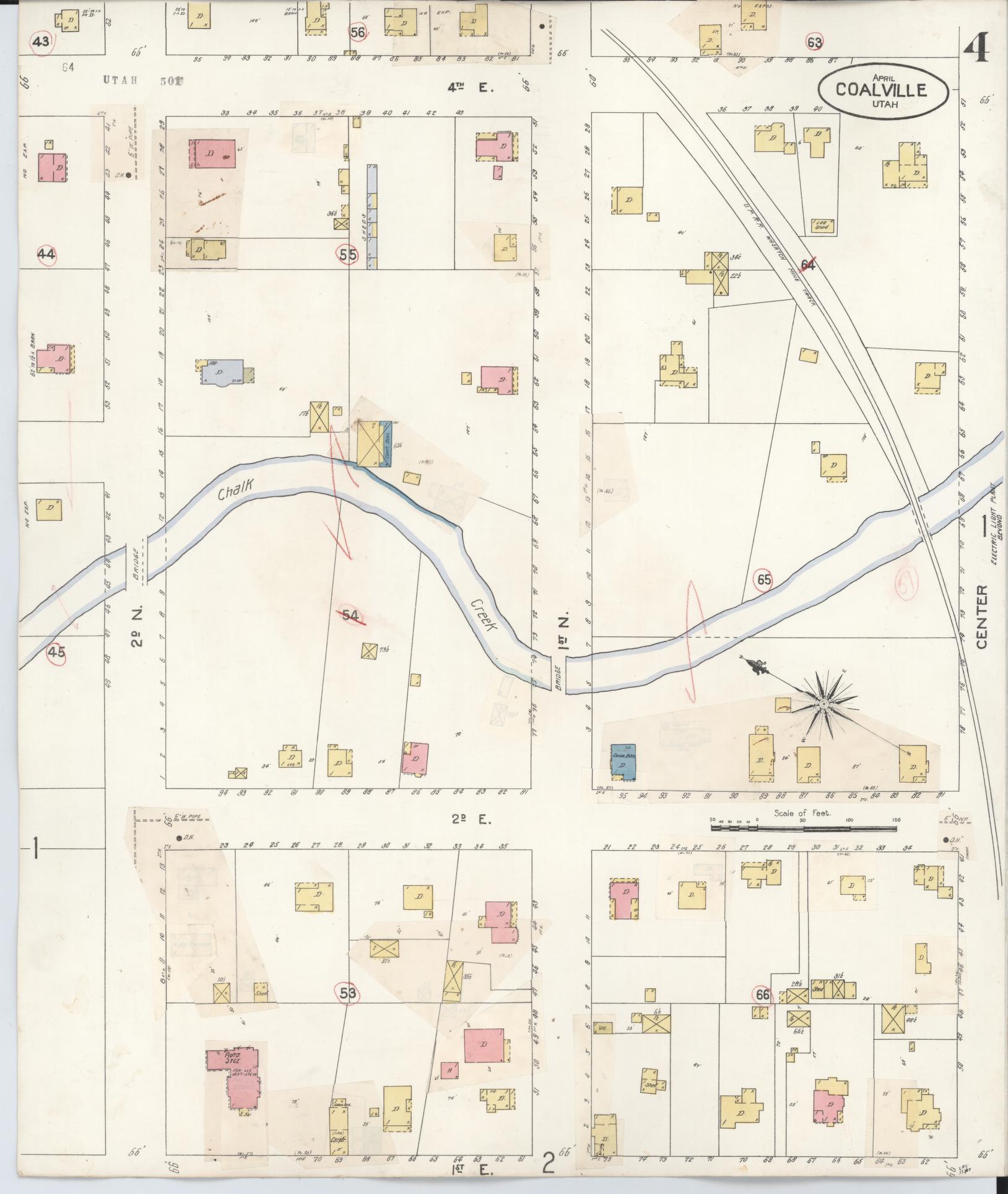 Sanborn Fire Insurance Map from Coalville, Summit County, Utah (1929), Sheet #0004 - Historic Sanborn Fire Insurance Map Print, vintage old map wall art, antique decor, genealogy gift, Utah Utah map