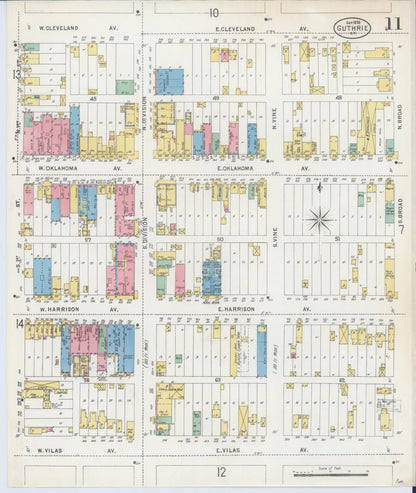 Sanborn Fire Insurance Map from Guthrie, Logan County, Oklahoma (1898), Sheet #0011 - Complete Map Set gallery image, historic Sanborn map, vintage wall art, Oklahoma Oklahoma