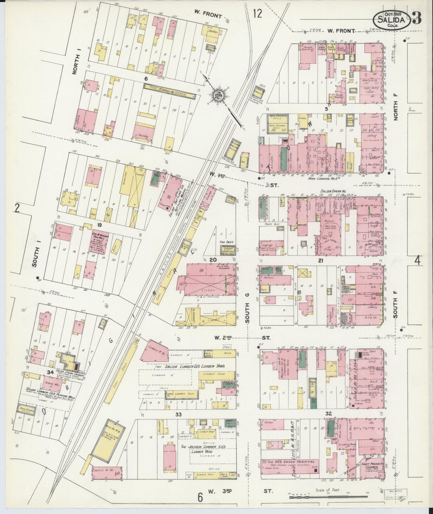 Sanborn Fire Insurance Map from Salida, Chaffee County, Colorado (1909), Sheet #0003 - Complete Map Set gallery image, historic Sanborn map, vintage wall art, Colorado Colorado