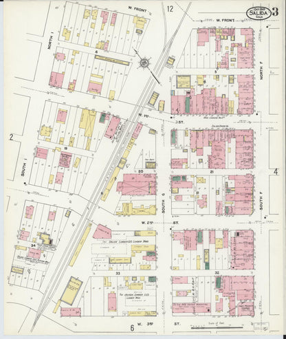 Sanborn Fire Insurance Map from Salida, Chaffee County, Colorado (1909), Sheet #0003 - Complete Map Set gallery image, historic Sanborn map, vintage wall art, Colorado Colorado