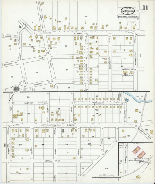 Sanborn Fire Insurance Map from Massena, St. Lawrence County, New York (1918), Sheet #0011 - Historic Sanborn Fire Insurance Map Print, vintage old map wall art, antique decor, genealogy gift, New York New York map