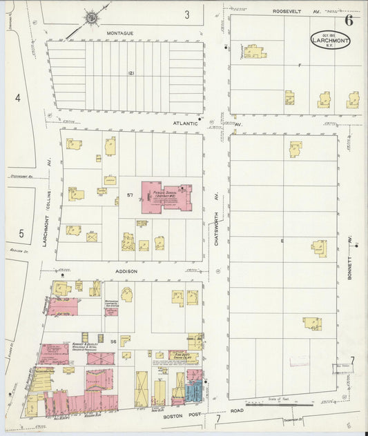 Sanborn Fire Insurance Map from Larchmont, Westchester County, New York (1911), Sheet #0006 - Historic Sanborn Fire Insurance Map Print, vintage old map wall art, antique decor, genealogy gift, New York New York map
