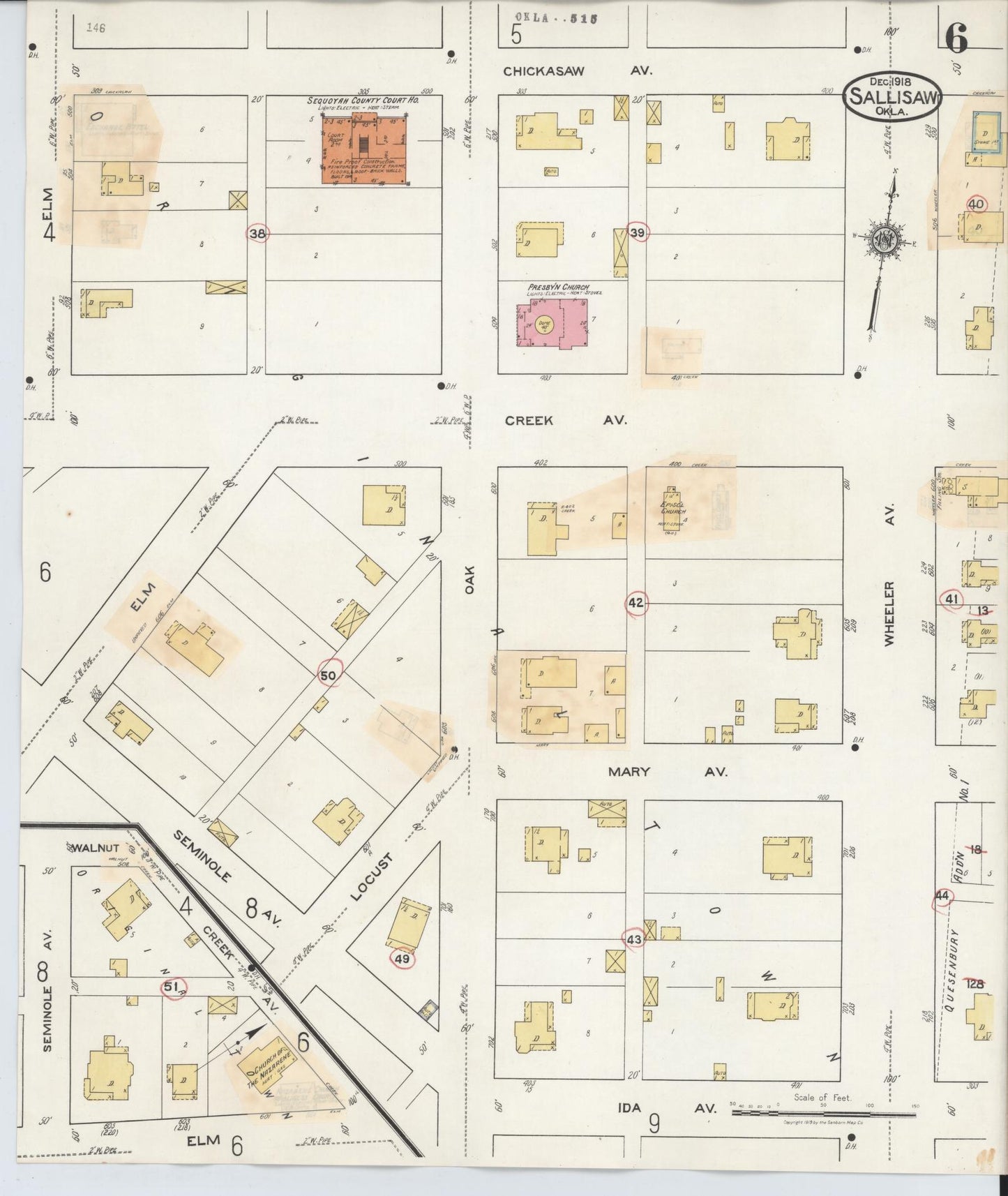 Sanborn Fire Insurance Map from Sallisaw, Sequoyah County, Oklahoma (1933), Sheet #0006 - Complete Map Set gallery image, historic Sanborn map, vintage wall art, Oklahoma Oklahoma