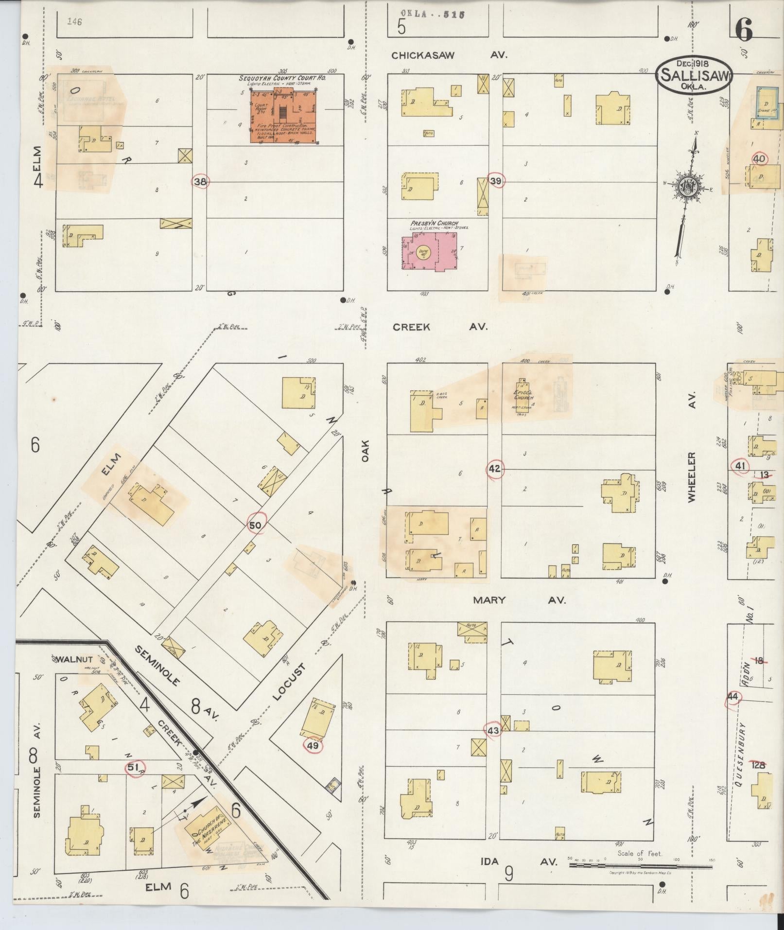 Sanborn Fire Insurance Map from Sallisaw, Sequoyah County, Oklahoma (1933), Sheet #0006 - Complete Map Set gallery image, historic Sanborn map, vintage wall art, Oklahoma Oklahoma