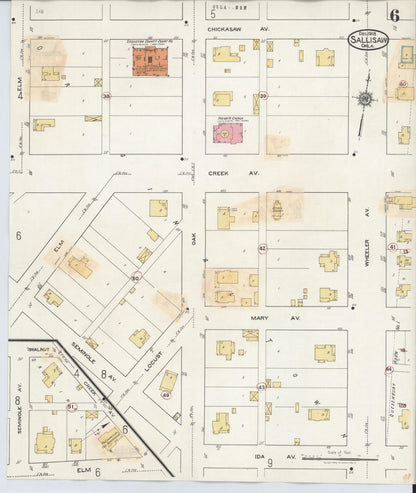 Sanborn Fire Insurance Map from Sallisaw, Sequoyah County, Oklahoma (1933), Sheet #0006 - Complete Map Set gallery image, historic Sanborn map, vintage wall art, Oklahoma Oklahoma