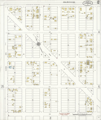 Sanborn Fire Insurance Map from Coronado, San Diego County, California (1921), Sheet #0002 - Complete Map Set gallery image, historic Sanborn map, vintage wall art, California California