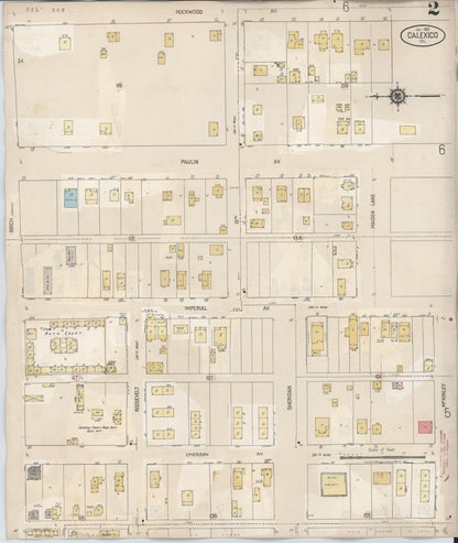 Sanborn Fire Insurance Map from Calexico, Imperial County, California (1949), Sheet #0002 - Historic Sanborn Fire Insurance Map Print, vintage old map wall art, antique decor, genealogy gift, California California map
