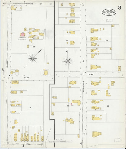 Sanborn Fire Insurance Map from Chestertown, Kent County, Maryland (1903), Sheet #0008 - Complete Map Set gallery image, historic Sanborn map, vintage wall art, Maryland Maryland