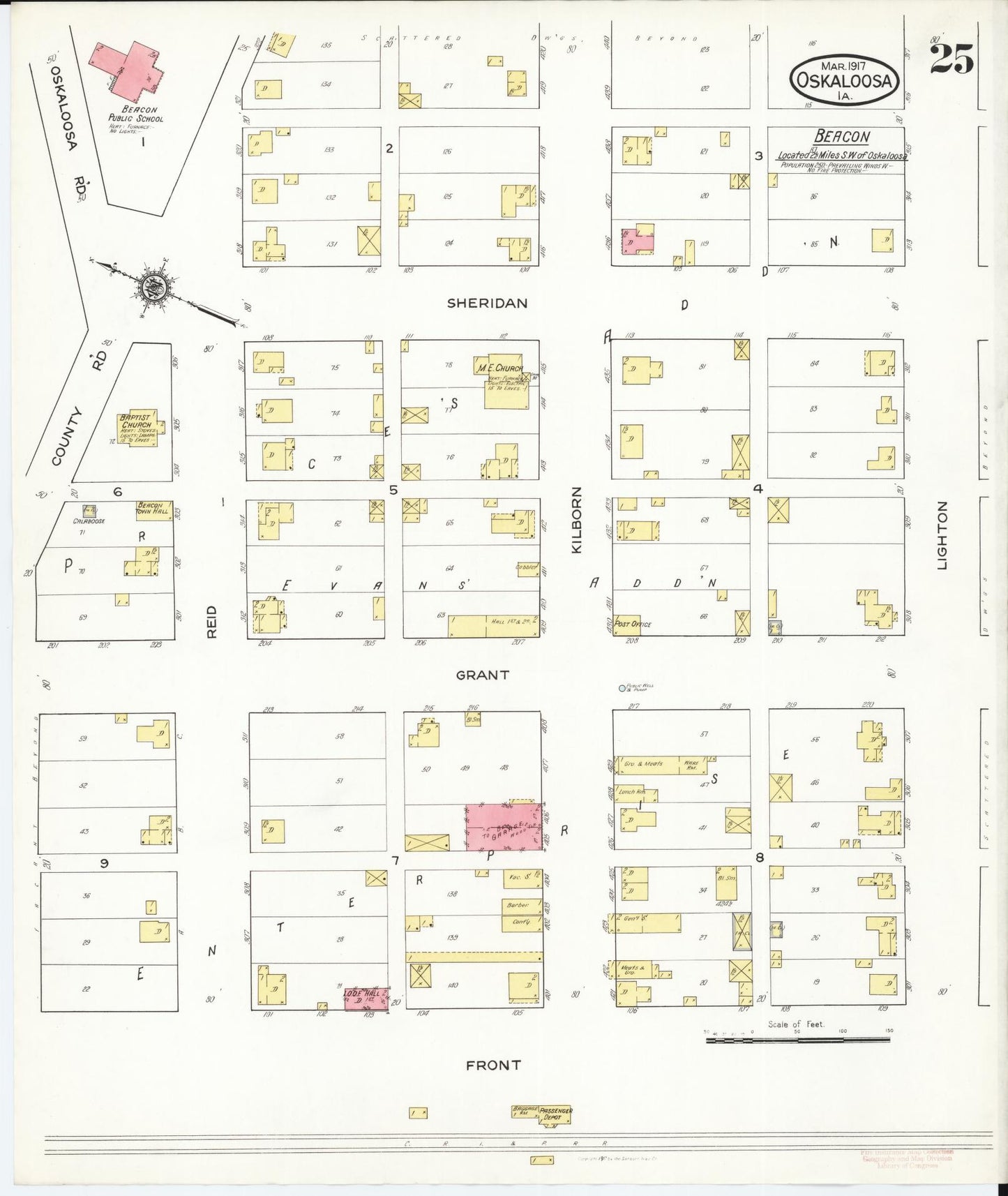 Sanborn Fire Insurance Map from Oskaloosa, Mahaska County, Iowa (1917), Sheet #0025 - Historic Sanborn Fire Insurance Map Print