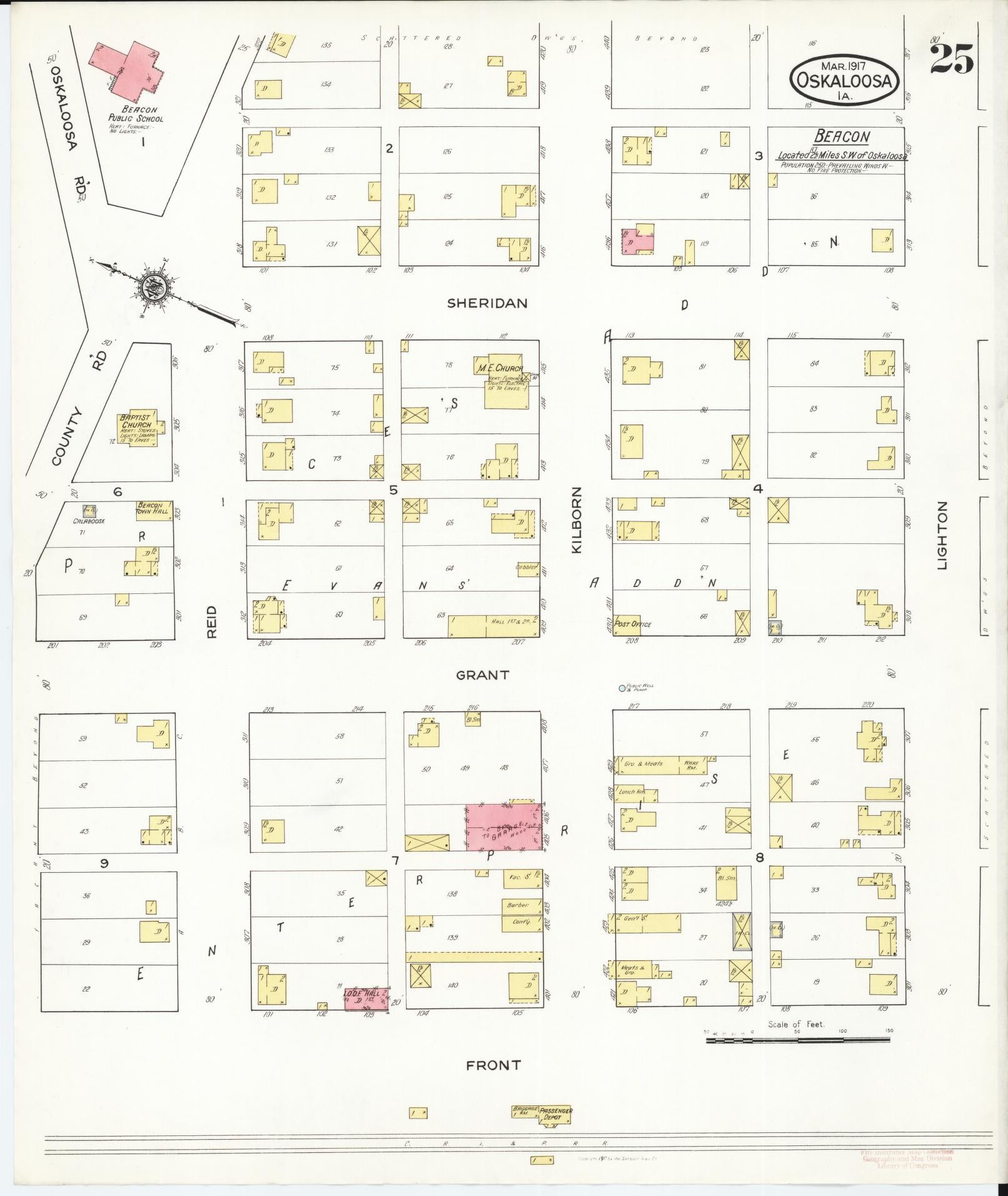 Sanborn Fire Insurance Map from Oskaloosa, Mahaska County, Iowa (1917), Sheet #0025 - Historic Sanborn Fire Insurance Map Print
