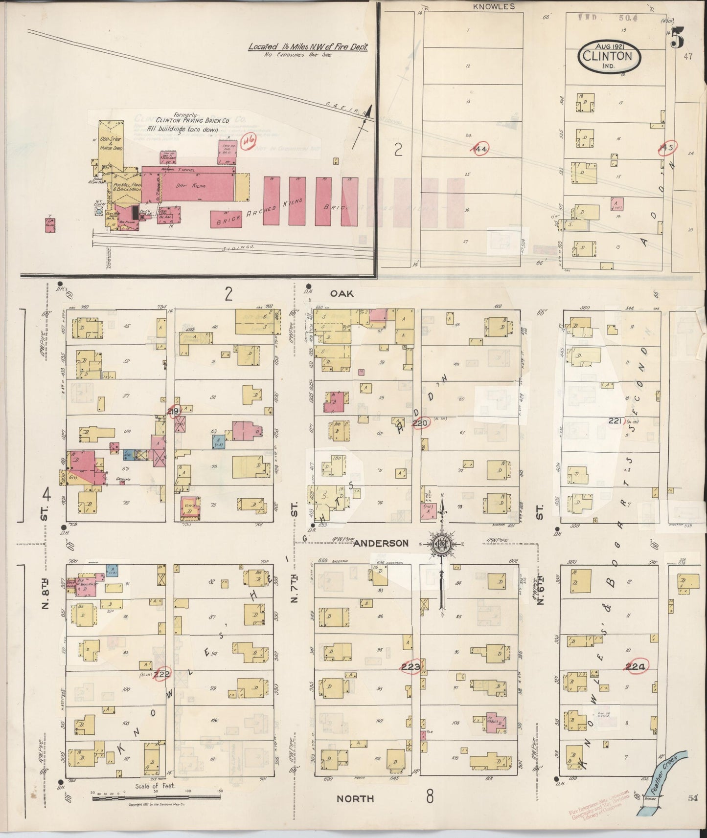 Sanborn Fire Insurance Map from Clinton, Vermillion County, Indiana (1947), Sheet #0005 - Historic Sanborn Fire Insurance Map Print, vintage old map wall art, antique decor, genealogy gift, Indiana Indiana map