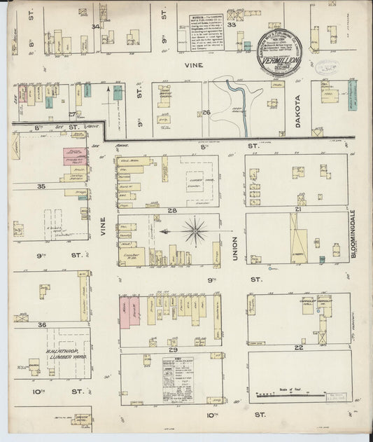 Sanborn Fire Insurance Map from Vermillion, Clay County, South Dakota. (1883) – Historic Sanborn Fire Insurance Map Print