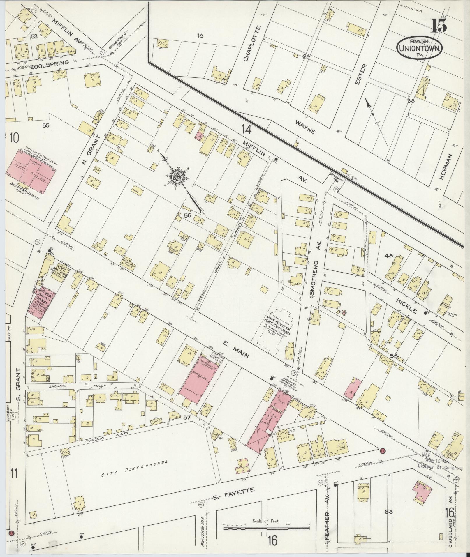 Sanborn Fire Insurance Map from Uniontown, Fayette County, Pennsylvania (1914), Sheet #0015 - Complete Map Set gallery image, historic Sanborn map, vintage wall art, Pennsylvania Pennsylvania