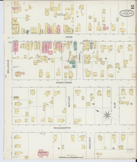 Sanborn Fire Insurance Map from Leslie, Ingham County, Michigan (1893), Sheet #0002 - Historic Sanborn Fire Insurance Map Print, vintage old map wall art, antique decor, genealogy gift, Michigan Michigan map