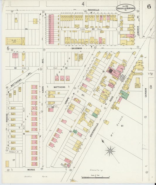 Sanborn Fire Insurance Map from Knoxville Borough, Allegheny County, Pennsylvania (1898), Sheet #0006 - Historic Sanborn Fire Insurance Map Print, vintage old map wall art, antique decor, genealogy gift, Pennsylvania Pennsylvania map