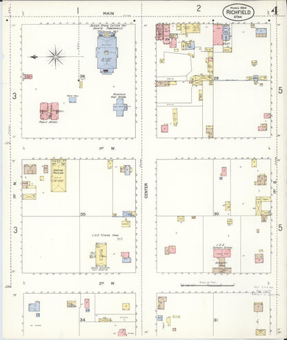 Sanborn Fire Insurance Map from Richfield, Sevier County, Utah (1904), Sheet #0004 - Complete Map Set gallery image, historic Sanborn map, vintage wall art, Utah Utah