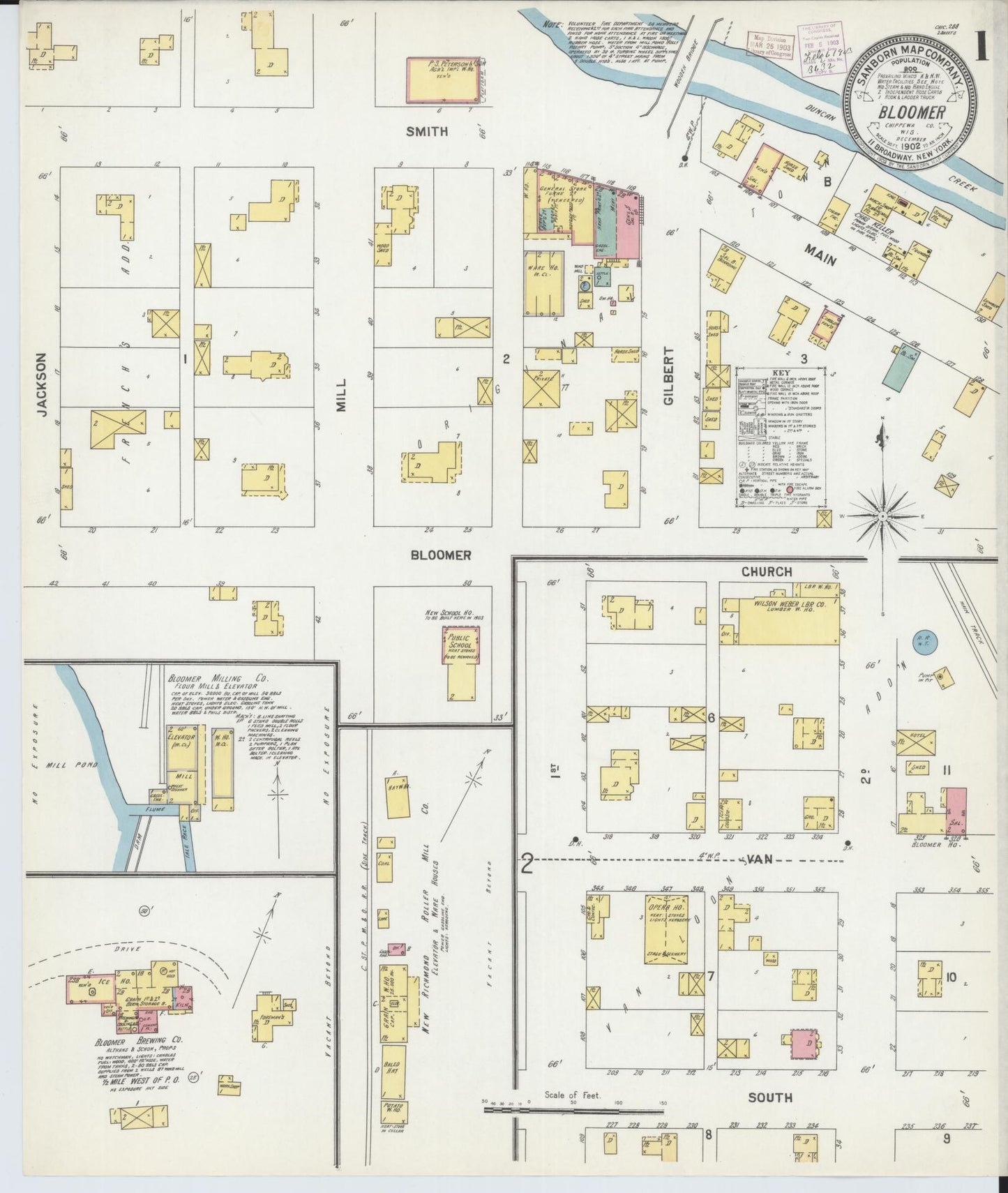 Sanborn Fire Insurance Map from Bloomer, Chippewa County, Wisconsin (1902), Sheet #0001 - Historic Sanborn Fire Insurance Map Print, vintage old map wall art, antique decor, genealogy gift, Wisconsin Wisconsin map