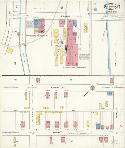 Sanborn Fire Insurance Map from Royersford, Montgomery County, Pennsylvania (1921), Sheet #0007 - Historic Sanborn Fire Insurance Map Print, vintage old map wall art, antique decor, genealogy gift, Pennsylvania Pennsylvania map