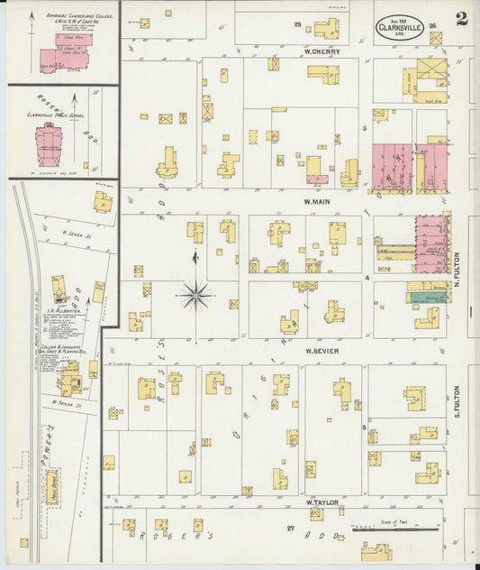 Sanborn Fire Insurance Map from Clarksville, Johnson County, Arkansas (1901), Sheet #0002 - Historic Sanborn Fire Insurance Map Print, vintage old map wall art, antique decor, genealogy gift, Arkansas Arkansas map
