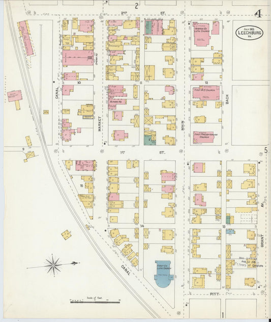 Sanborn Fire Insurance Map from Leechburg, Armstrong County, Pennsylvania (1903), Sheet #0004 - Historic Sanborn Fire Insurance Map Print, vintage old map wall art, antique decor, genealogy gift, Pennsylvania Pennsylvania map