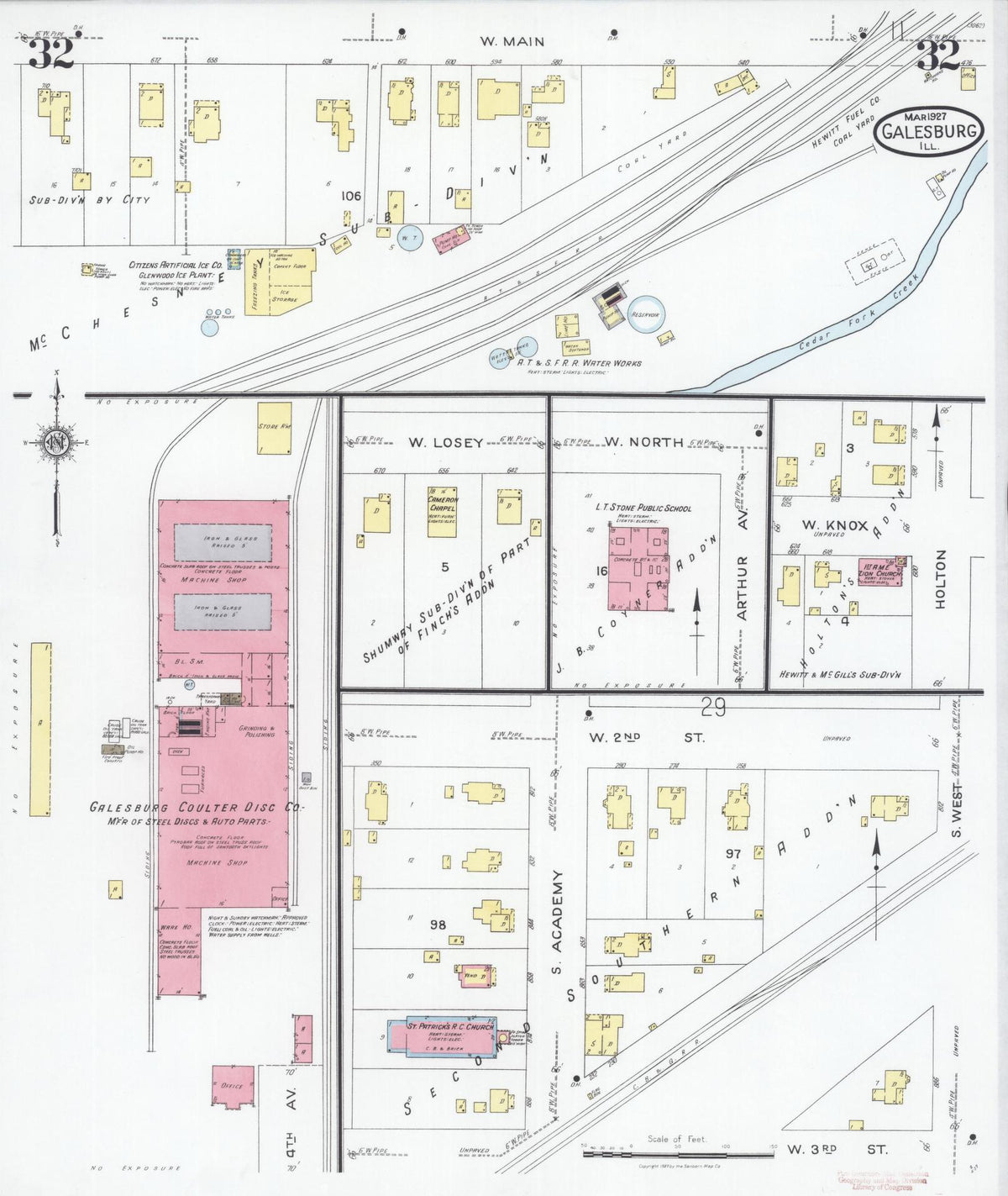 Sanborn Fire Insurance Map from Galesburg, Knox County, Illinois (1927), Sheet #0032 - Complete Map Set gallery image, historic Sanborn map, vintage wall art, Illinois Illinois