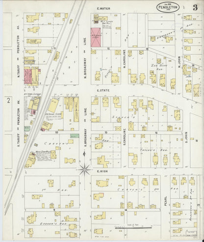 Sanborn Fire Insurance Map from Pendleton, Madison County, Indiana (1898), Sheet #0003 - Complete Map Set gallery image, historic Sanborn map, vintage wall art, Indiana Indiana