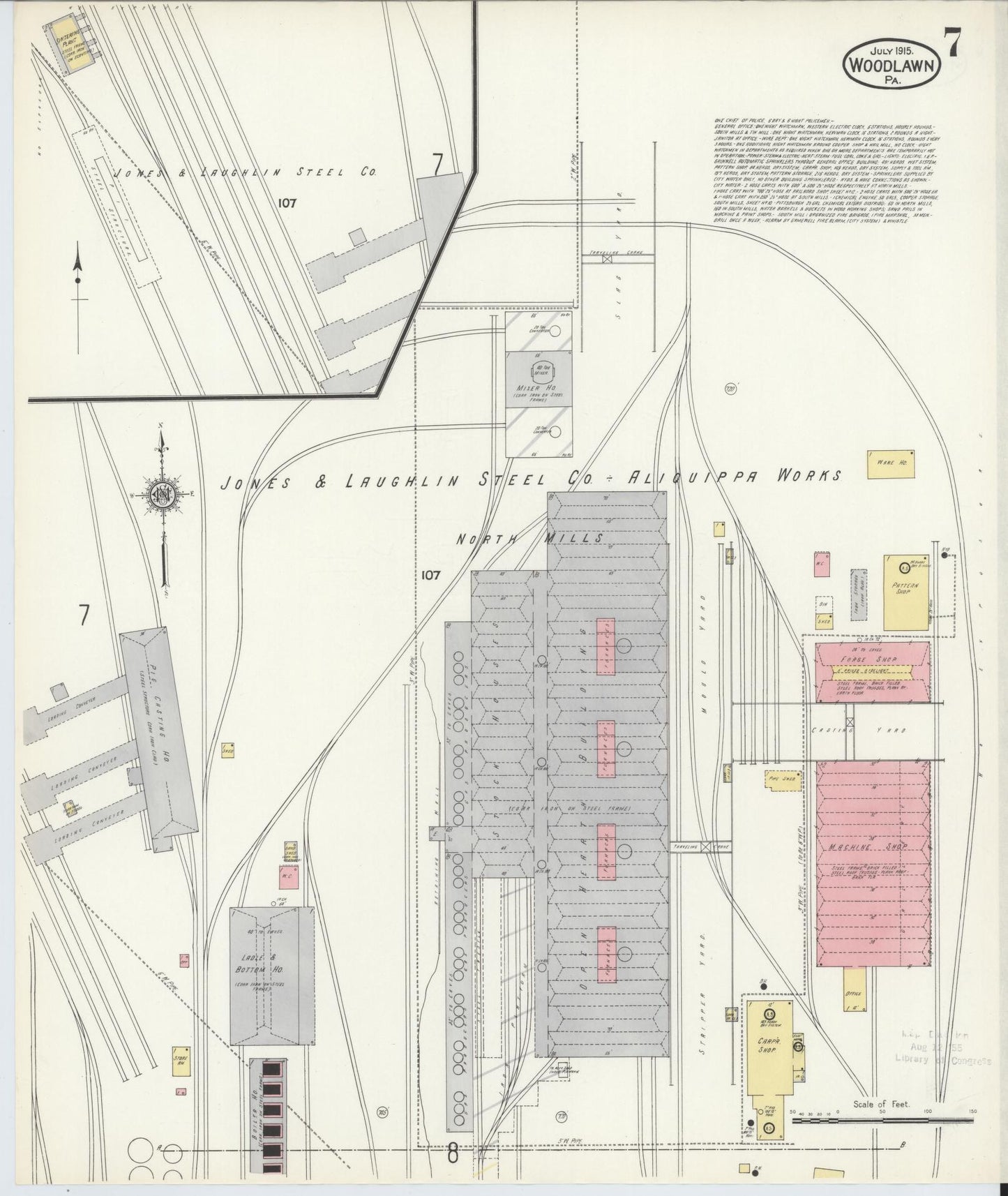 Sanborn Fire Insurance Map from Woodlawn, Beaver County, Pennsylvania (1915), Sheet #0007 - Complete Map Set gallery image, historic Sanborn map, vintage wall art, Pennsylvania Pennsylvania