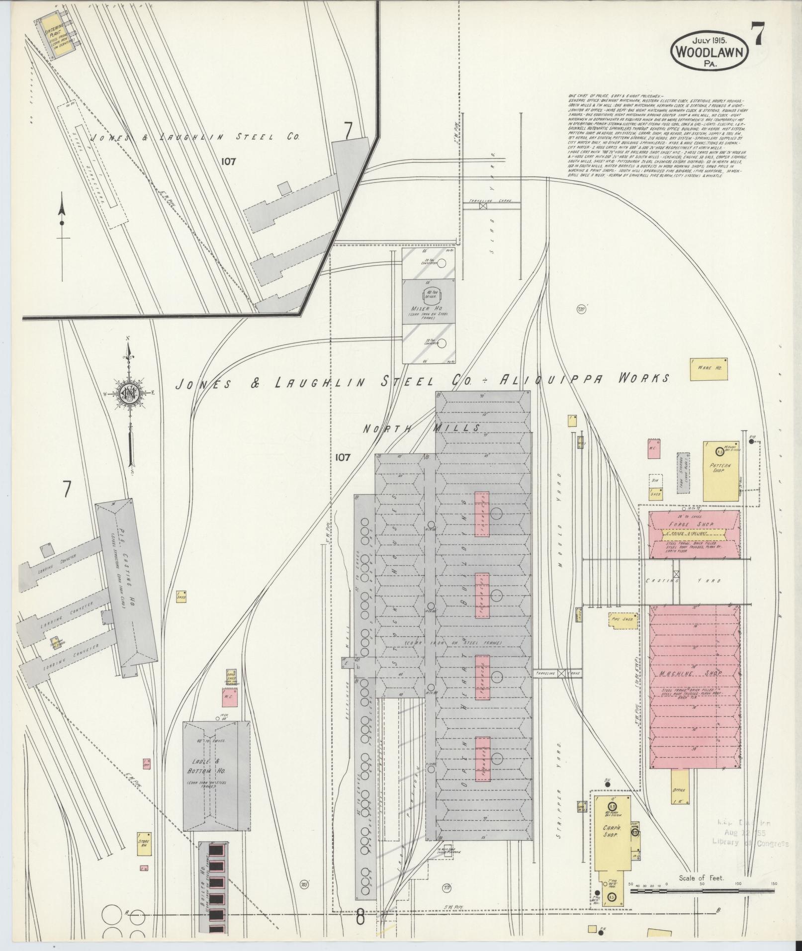 Sanborn Fire Insurance Map from Woodlawn, Beaver County, Pennsylvania (1915), Sheet #0007 - Complete Map Set gallery image, historic Sanborn map, vintage wall art, Pennsylvania Pennsylvania