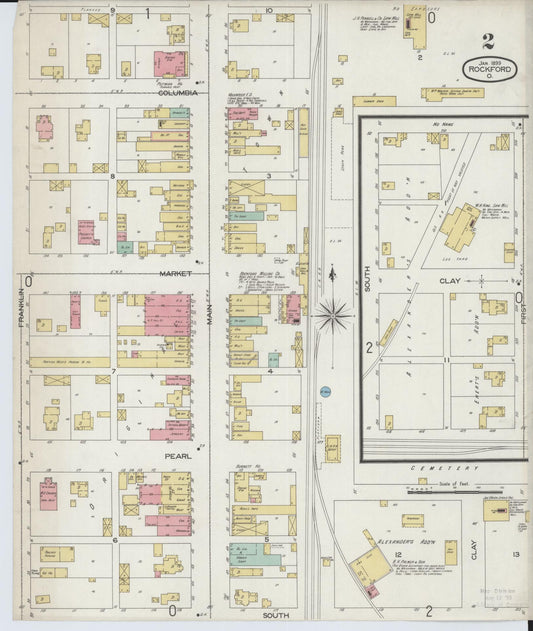 Sanborn Fire Insurance Map from Rockford, Mercer County, Ohio (1899), Sheet #0002 - Historic Sanborn Fire Insurance Map Print, vintage old map wall art, antique decor, genealogy gift, Ohio Ohio map