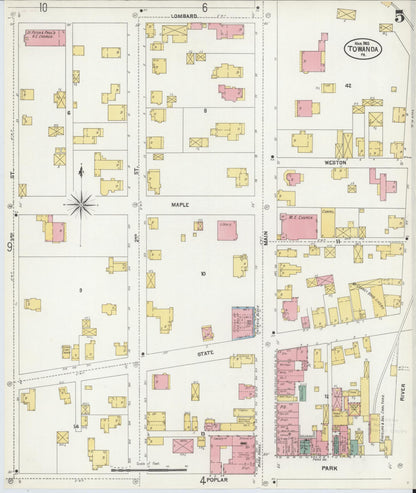 Sanborn Fire Insurance Map from Towanda, Bradford County, Pennsylvania (1903), Sheet #0005 - Historic Sanborn Fire Insurance Map Print, vintage old map wall art, antique decor, genealogy gift, Pennsylvania Pennsylvania map