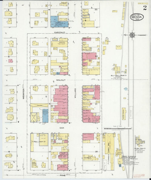 Sanborn Fire Insurance Map from Genoa, Nance County, Nebraska (1918), Sheet #0002 - Historic Sanborn Fire Insurance Map Print, vintage old map wall art, antique decor, genealogy gift, Nebraska Nebraska map