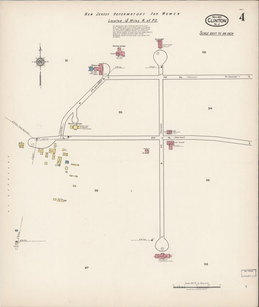 Sanborn Fire Insurance Map from Clinton, Hunterdon County, New Jersey (1921), Sheet #0004 - Historic Sanborn Fire Insurance Map Print, vintage old map wall art, antique decor, genealogy gift, New Jersey New Jersey map