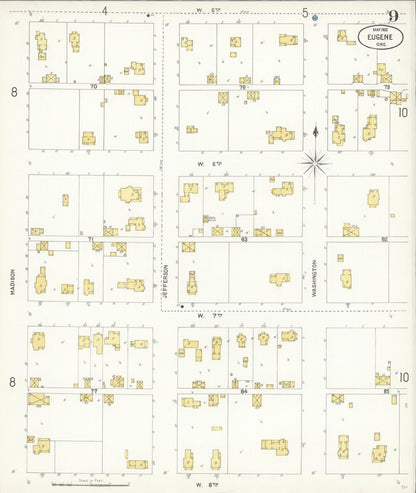 Sanborn Fire Insurance Map from Eugene, Lane County, Oregon (1902), Sheet #0009 - Complete Map Set gallery image, historic Sanborn map, vintage wall art, Oregon Oregon