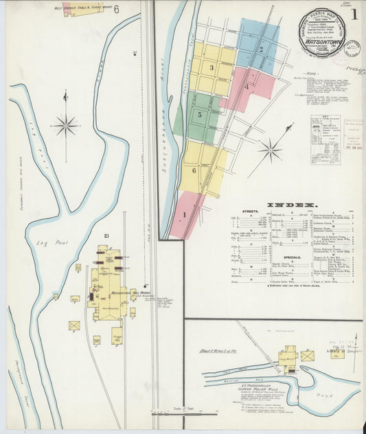 Sanborn Fire Insurance Map from Watsontown, Northumberland County, Pennsylvania (1896), Sheet #0001 - Historic Sanborn Fire Insurance Map Print, vintage old map wall art, antique decor, genealogy gift, Pennsylvania Pennsylvania map
