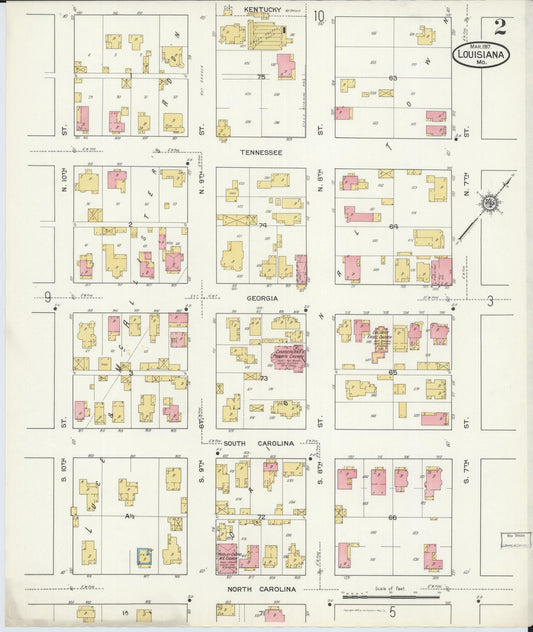 Sanborn Fire Insurance Map from Louisiana, Pike County, Missouri (1917), Sheet #0002 - Historic Sanborn Fire Insurance Map Print, vintage old map wall art, antique decor, genealogy gift, Missouri Missouri map