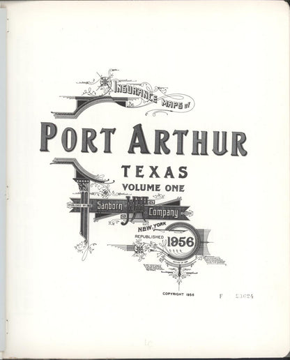 Sanborn Fire Insurance Map from Port Arthur, Jefferson County, Texas (1956), Sheet #0001 - Complete Map Set gallery image, historic Sanborn map, vintage wall art, Texas Texas