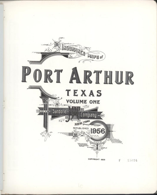 Sanborn Fire Insurance Map from Port Arthur, Jefferson County, Texas (1956), Sheet #0001 - Complete Map Set gallery image, historic Sanborn map, vintage wall art, Texas Texas