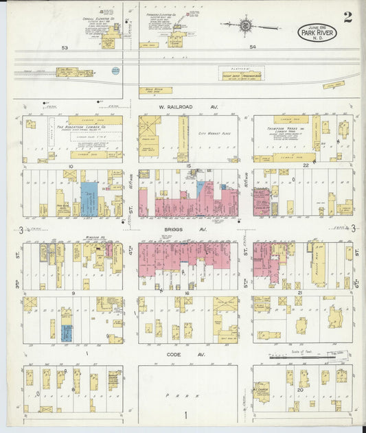 Sanborn Fire Insurance Map from Park River, Walsh County, North Dakota (1916), Sheet #0002 - Historic Sanborn Fire Insurance Map Print, vintage old map wall art, antique decor, genealogy gift, North Dakota North Dakota map