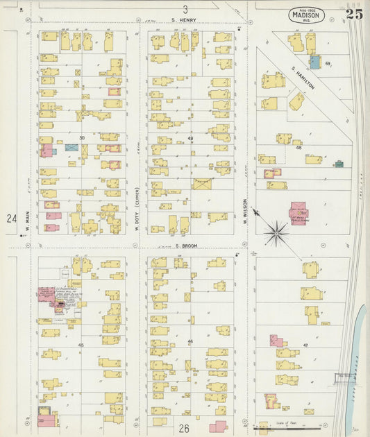 Sanborn Fire Insurance Map from Madison, Dane County, Wisconsin (1902), Sheet #0025 - Historic Sanborn Fire Insurance Map Print, vintage old map wall art, antique decor, genealogy gift, Wisconsin Wisconsin map