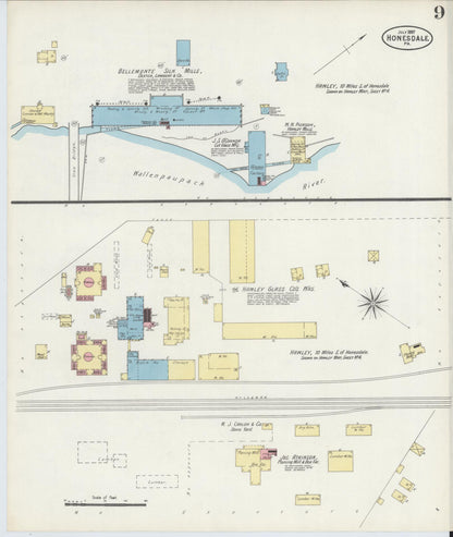 Sanborn Fire Insurance Map from Honesdale, Wayne County, Pennsylvania (1897), Sheet #0009 - Complete Map Set gallery image, historic Sanborn map, vintage wall art, Pennsylvania Pennsylvania