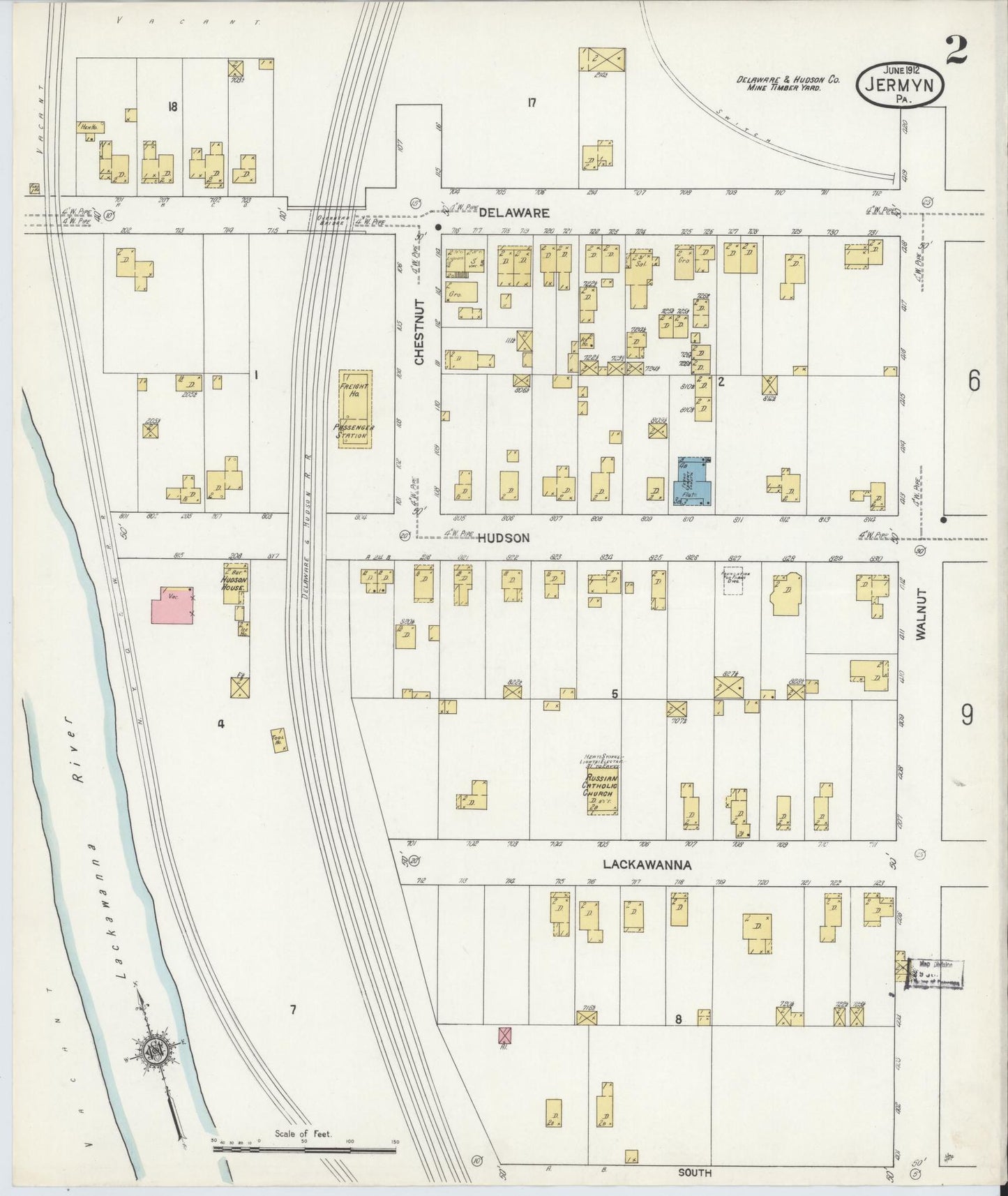Sanborn Fire Insurance Map from Jermyn, Lackawanna County, Pennsylvania (1912), Sheet #0002 - Complete Map Set gallery image, historic Sanborn map, vintage wall art, Pennsylvania Pennsylvania