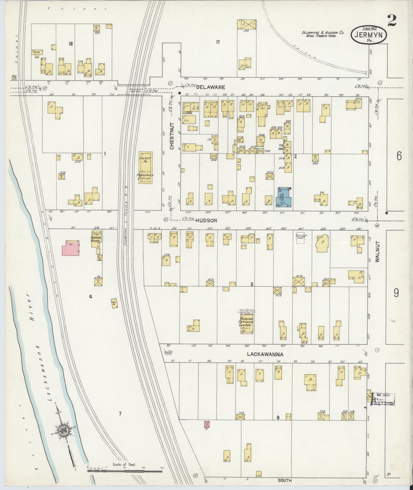 Sanborn Fire Insurance Map from Jermyn, Lackawanna County, Pennsylvania (1912), Sheet #0002 - Complete Map Set gallery image, historic Sanborn map, vintage wall art, Pennsylvania Pennsylvania